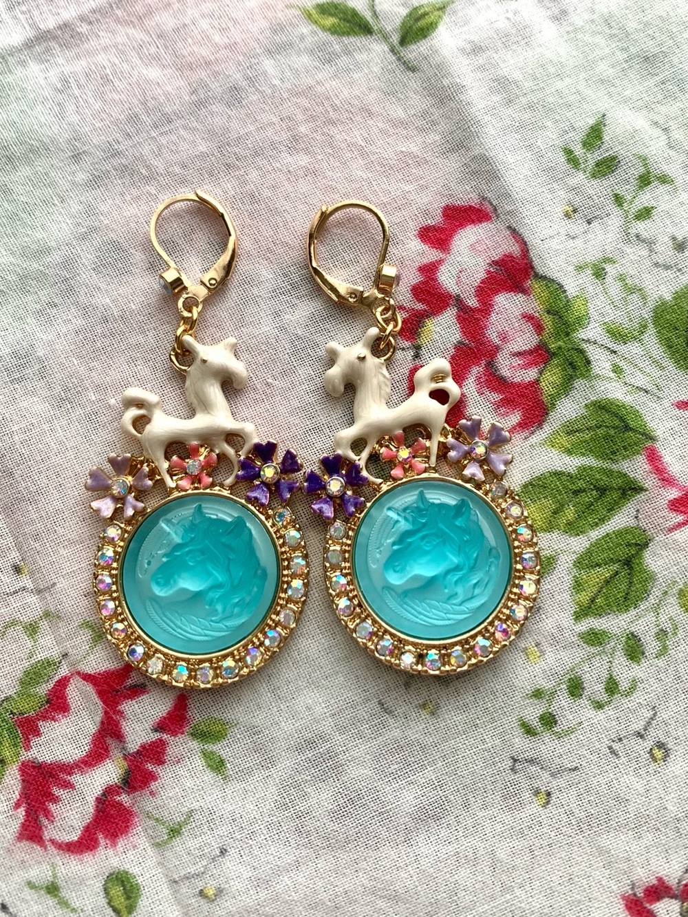 Kirk’s Folly Blue Unicorn Face Vintage/Retro Style Earrings